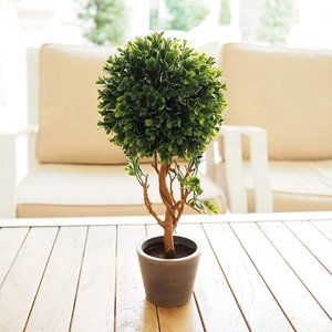 Green Faux 16” Topiary Tree in Pot